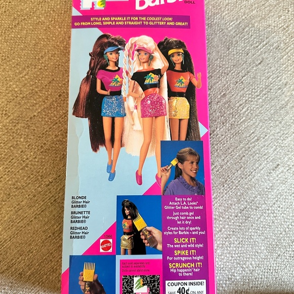 Vintage 1993 Mattel “Glitter Hair Barbie- Brunette” #10966 *NIB/Factory-sealed* - Picture 3 of 4